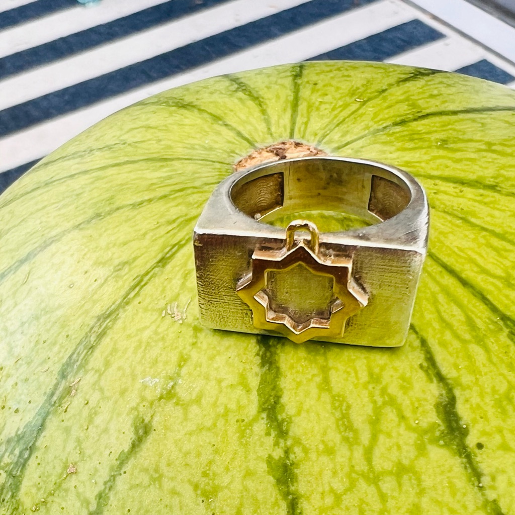 Hand Made Silver With 18k Gold Star Ring